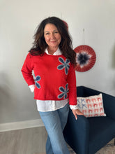 Load image into Gallery viewer, Flora Red Upcycled Pullover Sweater
