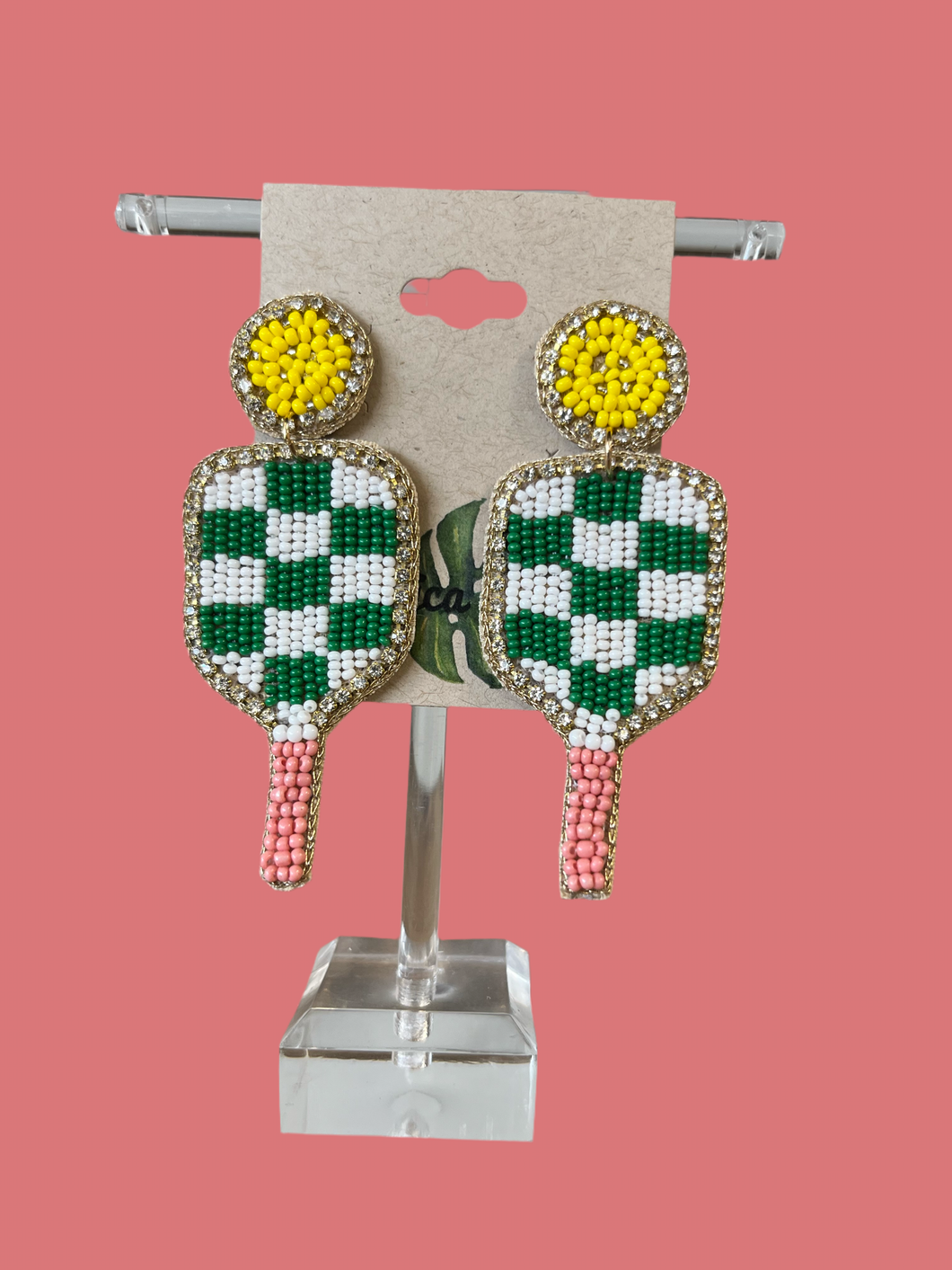 Beaded Pickleball Earring