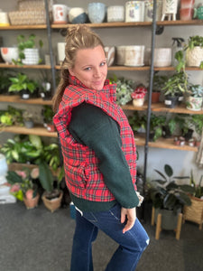 Feeling Jolly Plaid Puffer Vest