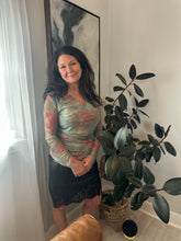 Load image into Gallery viewer, Sheer Red Rose Ruching Blouse
