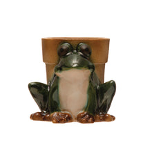 Load image into Gallery viewer, Stoneware 4" Frog Planter
