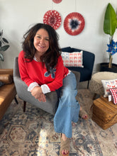 Load image into Gallery viewer, Flora Red Upcycled Pullover Sweater
