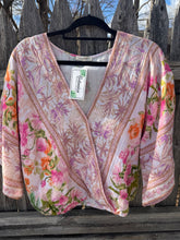 Load image into Gallery viewer, Mixed Rose Wrap Short Sleeve Blouse
