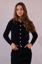 Load image into Gallery viewer, Dear Diary, Black Pearl Button Cardigan
