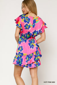 Sweet Pea Pink Satin Mini Dress