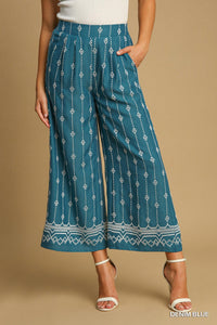Market Day Denim Blue Embroidery Pants