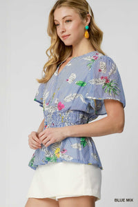 Fields of Joy Floral Peplum Blouse