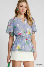 Load image into Gallery viewer, Fields of Joy Floral Peplum Blouse
