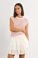 Load image into Gallery viewer, Red, White &amp; Waves Stripe Sleeveless Sweater
