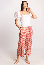 Load image into Gallery viewer, Gingham Ruffle Bottom Wide Leg Pants
