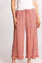 Load image into Gallery viewer, Gingham Ruffle Bottom Wide Leg Pants
