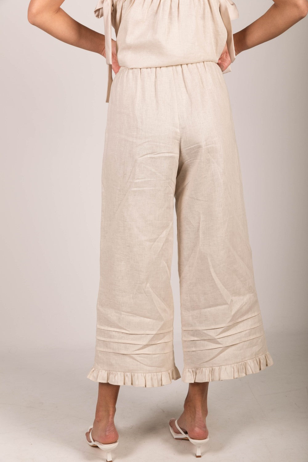 Flax Ruffle Wide Leg 100% Linen Ruffled Wide Leg Pants – Botanica Modern Market