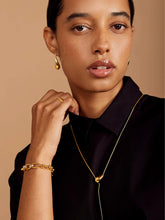 Load image into Gallery viewer, Sculpted Droplet Lariat Slider Necklace
