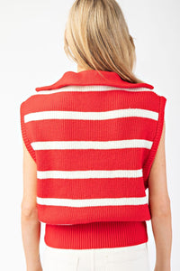 Red, White & Stripes Quarter Zip Pullover