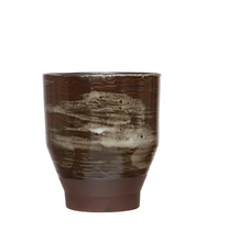 Load image into Gallery viewer, Reactive Glaze Brown Planter With Saucer
