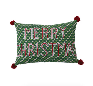 Merry Christmas Embroidered 20" Pillow