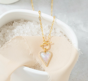 Pearl Pave Heart Necklace
