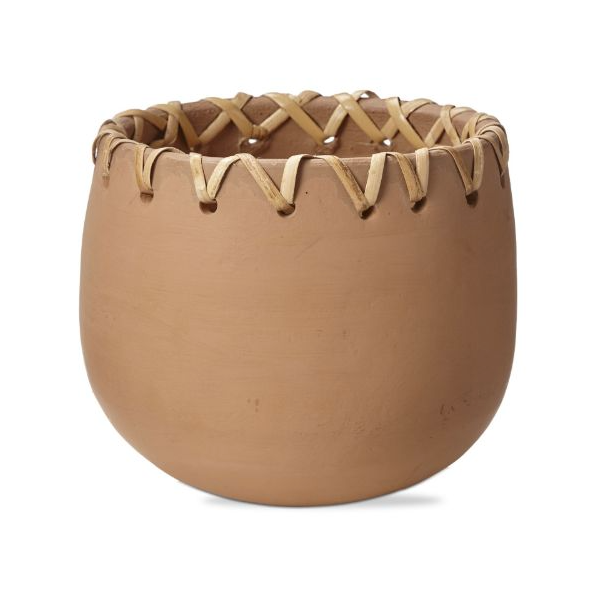Basketweave Rim Terracotta Planter
