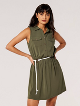 Load image into Gallery viewer, The Olive Sleeveless Shirt Dress
