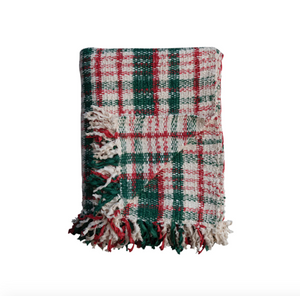 Green & Red Plaid Throw Blanket