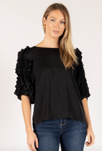 Load image into Gallery viewer, Dont Mind Me Black Ruffle Sleeve Top
