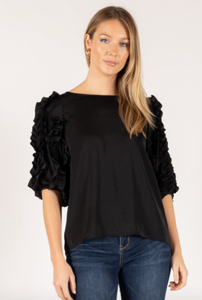 Dont Mind Me Black Ruffle Sleeve Top