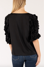 Load image into Gallery viewer, Dont Mind Me Black Ruffle Sleeve Top

