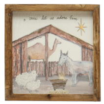 Load image into Gallery viewer, Wood Framed Christmas Scene Wall Decor
