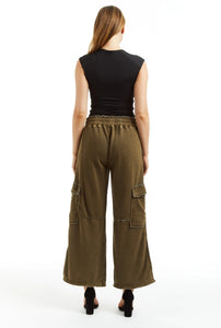 Olive Mid Rise Cargo Lounge Pant