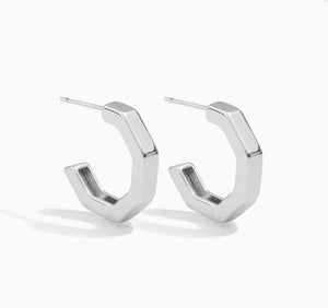 Silver Thick Octagon Hoops