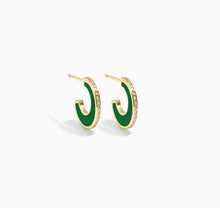 Load image into Gallery viewer, Small Colorful Pave Hoop Earring
