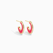 Load image into Gallery viewer, Small Colorful Pave Hoop Earring
