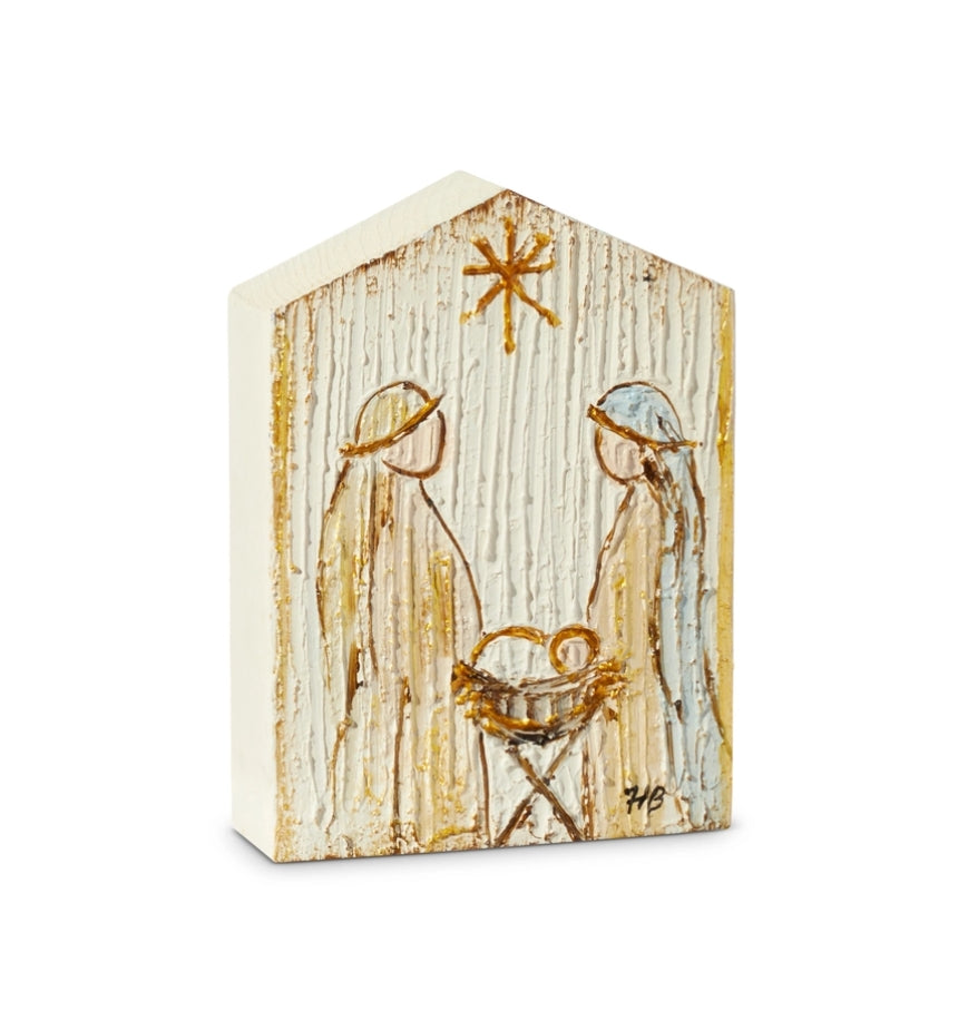 Holy Family Textured Block Art