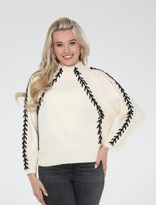 Sweet Stitches Ivory & Black Sweater