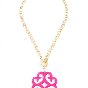 Circular Wave Resin Pendant Necklace