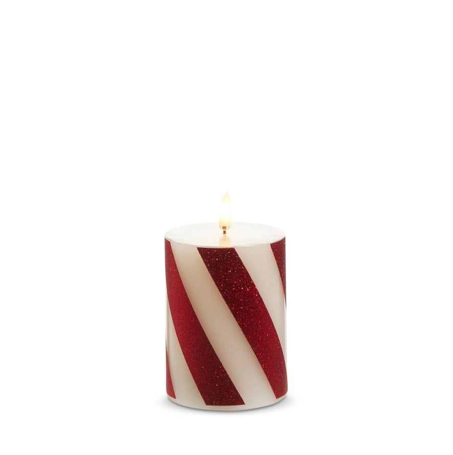 Raz Imports Red Stripe Flameless Candle