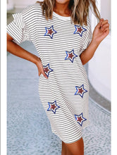 Load image into Gallery viewer, Stars &amp; Stripes T-Shirt Dress
