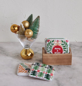 Resin MERRY Coasters Set