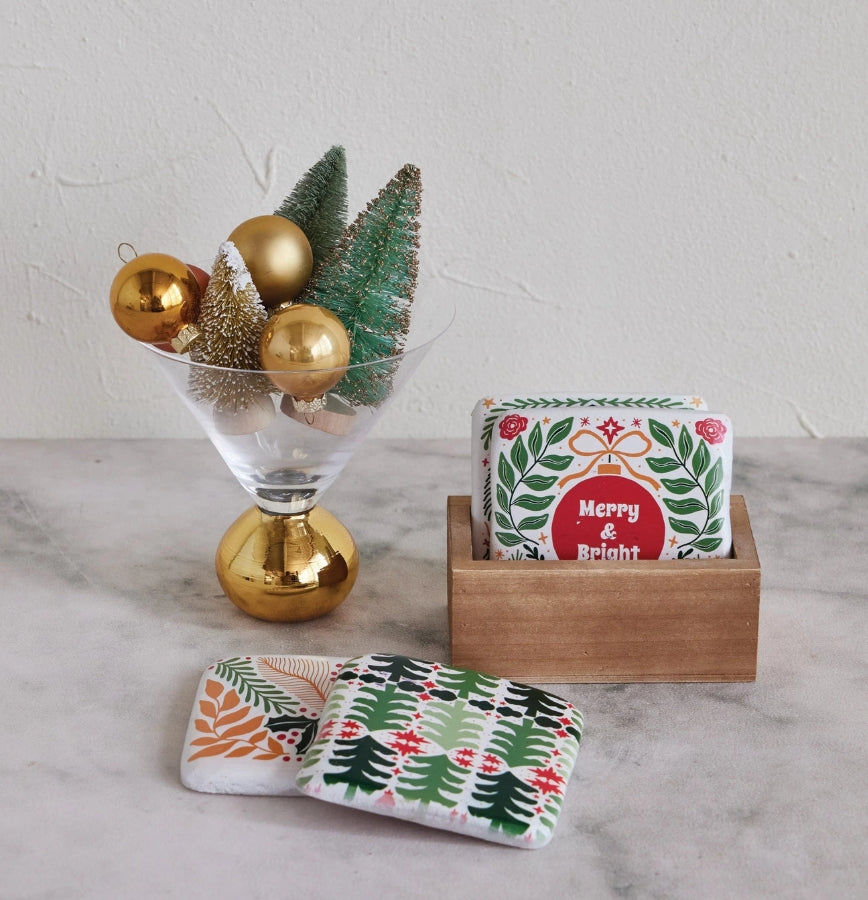 Resin MERRY Coasters Set