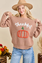Load image into Gallery viewer, Thankful Pumpkin Brown Sweater
