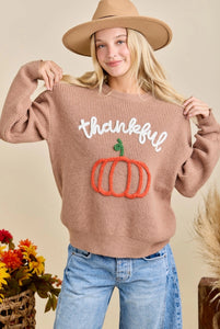 Thankful Pumpkin Brown Sweater
