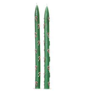 Candy Cane Painted Taper S/2 Candles
