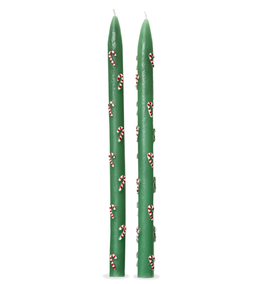 Candy Cane Painted Taper S/2 Candles