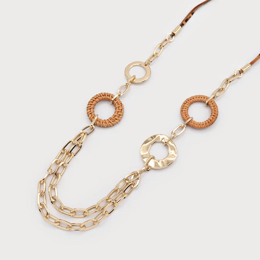 Leather Cord Rafia Necklace