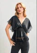Load image into Gallery viewer, Black Satin Angel Lace Blouse

