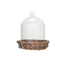 Load image into Gallery viewer, Glass Cloche w Woven Base

