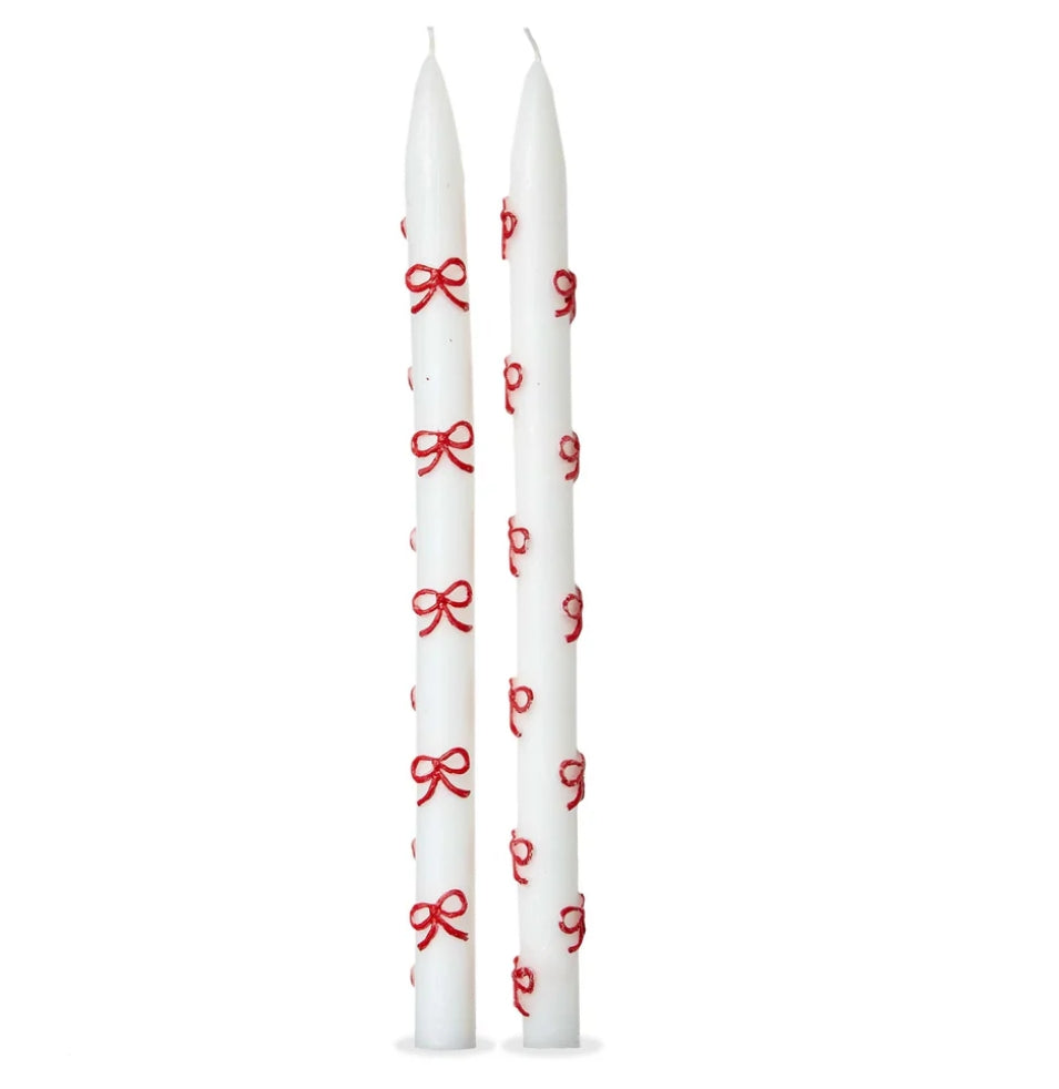 Merry Painted Bow Taper Candles
