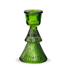 Load image into Gallery viewer, Green Ribbed Tree Taper Holder
