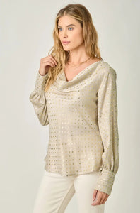 Carley Cowl Neck Polka Dot Blouse