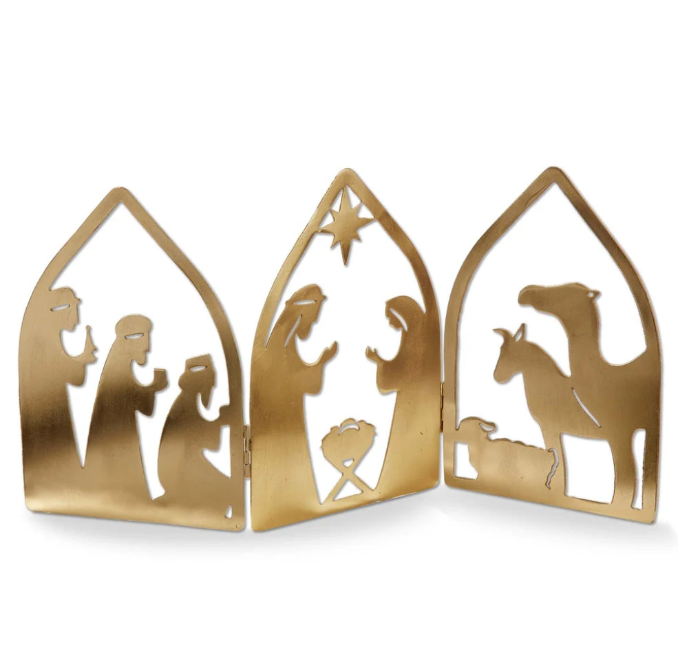 Gold Folding Nativity Decor